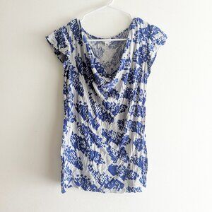 Calvin Klein Cowl Neck Top with Ruffle Cap Sleeve